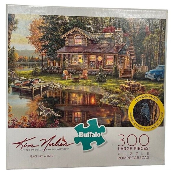 Buffalo Games Peace Like a River Fall Cabin Jigsaw Puzzle 300 Large Piece - Picture 4 of 7
